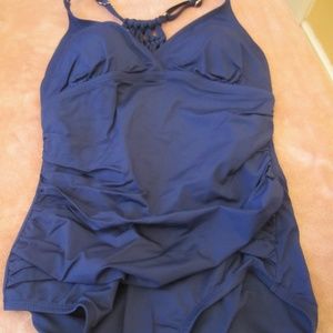 Hilor Women's Navy Blue One Piece Bathing Suit~Size 8 New